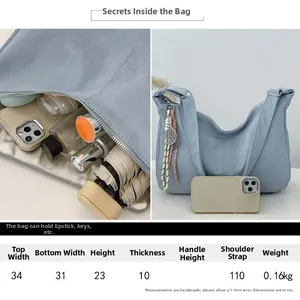 Detailed size guide and capacity display for the stylish large crossbody tote bag