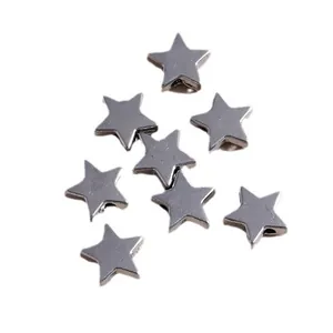 Star-shaped electroplated alloy pendants for DIY jewelry making in metallic grey finish