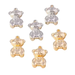 Set of 6 cute metal bear charms in gold and silver finish for DIY jewelry making