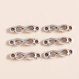 Antique silver infinity jewelry connectors for necklace making in a pack of six pieces