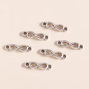 Set of six antique silver infinity symbol alloy connectors for jewelry making