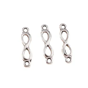 Bulk silver infinity link connectors with double loops for DIY jewelry making