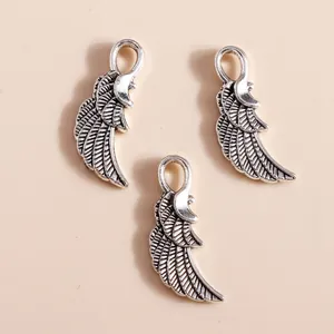 Trois pendentifs d'ailes de plumes en argent antique pour la création de bijoux DIY