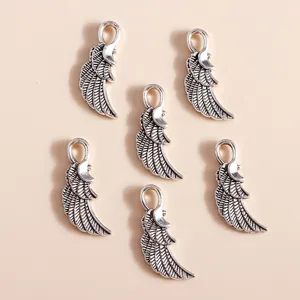Lot de 20 pendentifs ailes d'ange en alliage argenté vintage avec détails de plumes pour bijoux