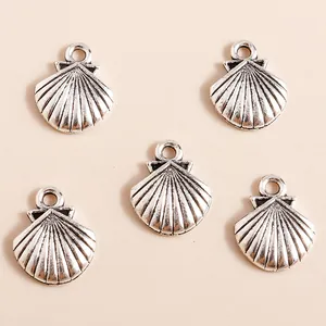 Cinq breloques conque en argent vintage en alliage pour création de bijoux artisanaux