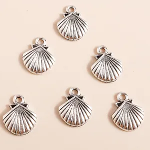 Lot de 6 pendentifs coquillages en alliage argenté vintage pour création de bijoux
