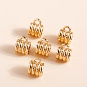 Set of six gold plated textured cylinder tube connectors for DIY jewelry making and crafts