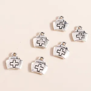 Pendentifs chapeau d'infirmière vintage en alliage avec croix pour bijoux DIY