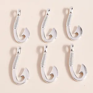 Pendentifs hameçons en alliage argenté pour la création de bijoux DIY, lot de 6