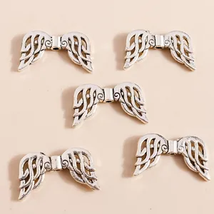 Antique Silver Alloy Angel Wing Charms Hollow Feather Pendants For DIY Necklace Bracelet Jewelry Making Accessories