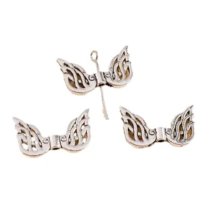 Retro silver hollow wing pendants made of alloy for DIY jewelry making and necklaces