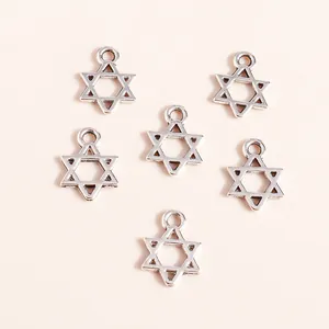 Bulk pack of 100 silver plated hollow star pendants for DIY jewelry making and crafts