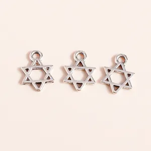 Three vintage silver hollow star pendants for DIY jewelry making accessories set