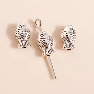 Retro koi fish charms in antique silver plating for DIY jewelry making and crafting