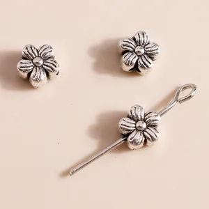50pcs retro silver alloy plum blossom pendants for DIY jewelry making and beadwork