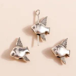 Vintage silver alloy fish pendants for DIY jewelry making with realistic fin textures