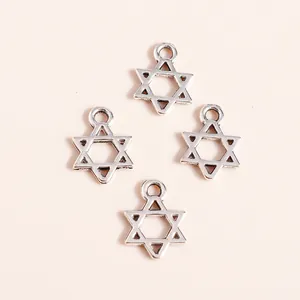 Set of four hollow star silver alloy pendants for DIY jewelry making and crafts