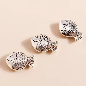 Retro koi fish charms in antique silver finish for DIY jewelry making set of three