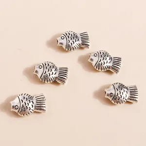 Retro fish-shaped silver alloy charms for DIY jewelry making set of five pieces