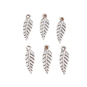 Vintage silver alloy leaf charms for DIY jewelry making with realistic vein details