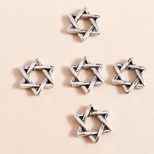 Retro silver plated alloy hexagram charms for DIY jewelry making in a set of 20 pieces
