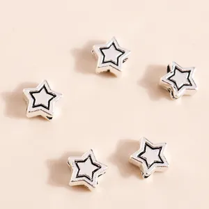 5pcs antique silver star alloy charms with double border for DIY jewelry making