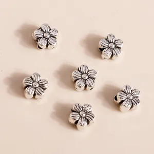 Vintage plum flower alloy charms for jewelry making with antique silver finish