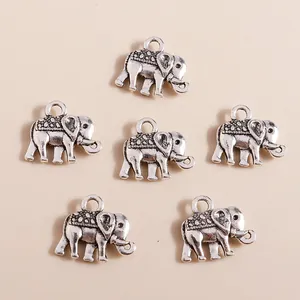 Retro elephant alloy charms set with vintage engraved texture for DIY jewelry making