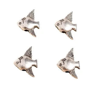 Set of 4 vintage silver plated angelfish charms for DIY jewelry and necklace crafting