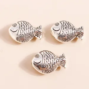 Retro silver plated koi fish alloy charms for DIY jewelry making set of three pieces