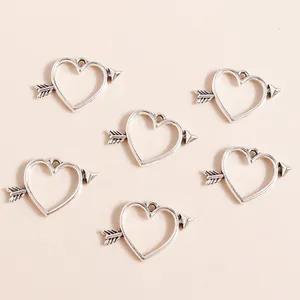 Antique Silver Alloy Cupid's Arrow Heart Pendants For DIY Jewelry Making Necklaces Bracelets Charms Jewelry Accessories