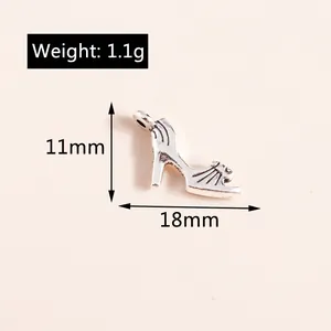 Detail of antique silver high heel pendant showing 11mm height and 1.1g weight for DIY