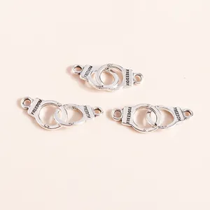 Silver alloy handcuff charms with FREEDOM engraving for DIY jewelry making accessories