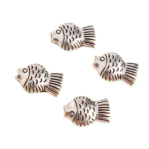 Antique silver plated fish alloy charms with detailed scale texture for DIY jewelry making