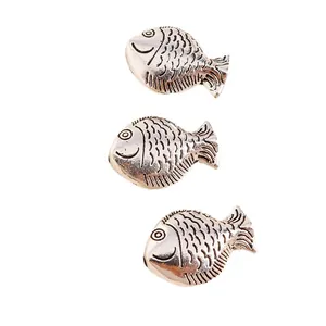 Set of three vintage silver alloy koi fish charms for DIY jewelry making and necklaces
