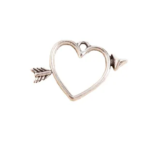 50pcs antique silver Cupid arrow heart charms for DIY jewelry making and pendants