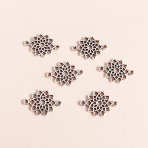 Pack of 6 antique silver mandala flower hollow connectors for DIY jewelry making