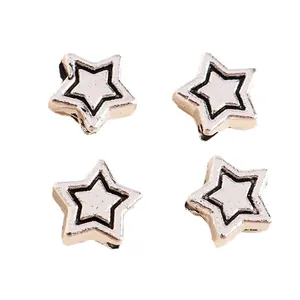 Antique silver plated alloy star charms for DIY jewelry making set of 50 pieces
