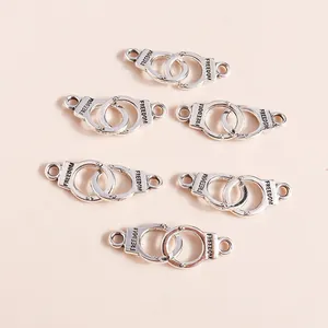 Alloy Freedom Handcuff Charms Connectors For DIY Jewelry Making Bracelet Necklace Antique Silver Punk Industrial Pendants