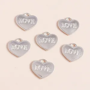 DIY Alloy Heart Love Letter Pendants Silver Plated Alphabet Charms For Necklace Bracelet Making Jewelry Craft Accessories