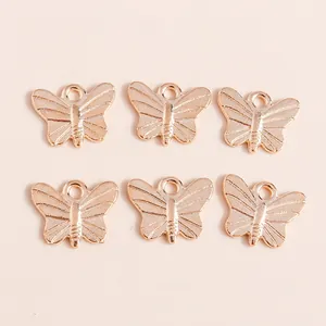 Rose gold butterfly alloy pendants with detailed wing textures for DIY jewelry