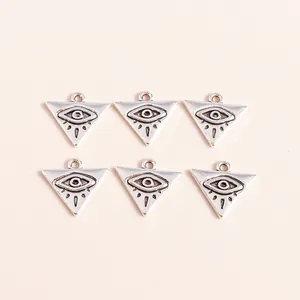 Set mit sechs geometrischen Evil-Eye-Anhängern aus Silberlegierung für DIY-Schmuck