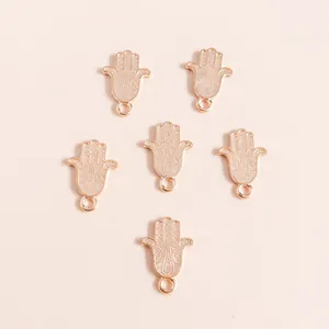 Set mit 6 roségoldenen Hamsa-Hand-Anhängern aus Legierung für DIY-Schmuck und Ethno-Stil