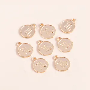 Pack of 8 gold plated zodiac pendants with scorpio symbol for DIY jewelry making