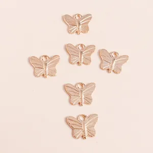 Rose gold butterfly alloy pendants with wing textures for DIY jewelry making