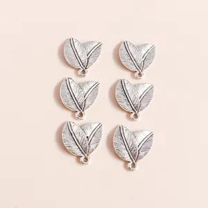 Silver plated leaf alloy pendants with detailed veins for DIY jewelry making accessories
