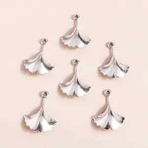 Ginkgoblatt Legierung Anhänger Versilbert Botanische Baumblatt Charms Für DIY Halskette Armband Ohrring Schmuckherstellung Zubehör