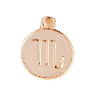 Rose gold plated alloy zodiac charm featuring a Scorpio symbol for DIY jewelry making