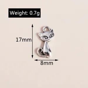 Cat alloy pendant dimensions 17x8mm and weight 0.7g for jewelry DIY making