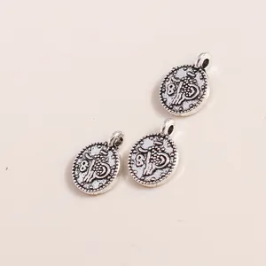 Versilberte Münzanhänger im Vintage-Stil mit Relief für ethnischen DIY-Schmuck